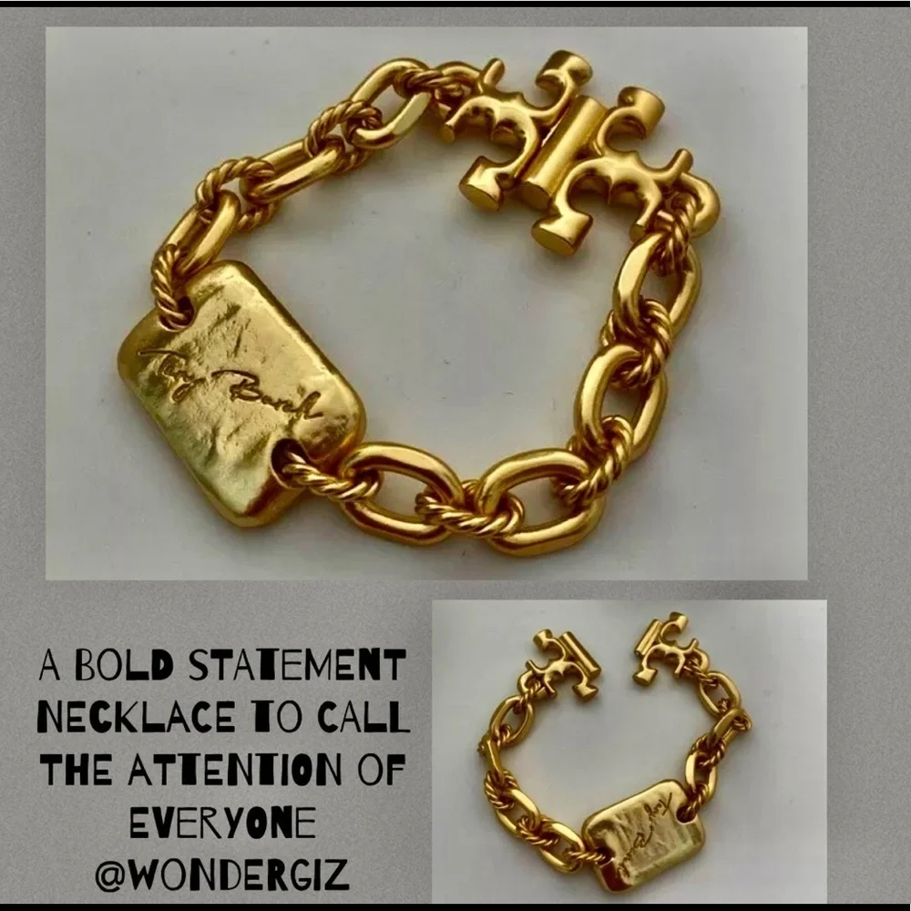 Authentic Tory Burch Torsade Engraved Logo Bracelet
